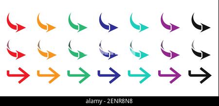 Flat colorful vector icon a arrows sign, arrow symbol set for apps or website Stock Vector