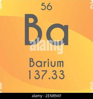 Ba Barium Alkaline earth metal Chemical Element vector illustration diagram, with atomic number and mass. Simple gradient flat design For education Stock Vector