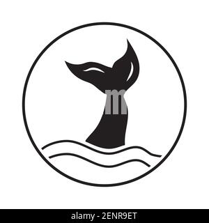 Whale tail fish or mermaid tail flat icon for apps or website Stock Vector