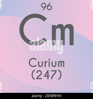 Cm Curium Actinoid Chemical Element vector illustration diagram, with atomic number and mass. Simple gradient flat design For education, lab, science Stock Vector