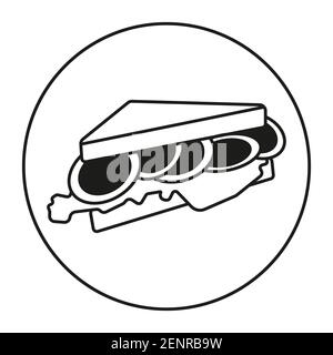 line art vector icon rounded an egg sandwich for apps or website Stock Vector