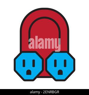Nema 5-15 power outlet flat color icon for apps or websites Stock Vector