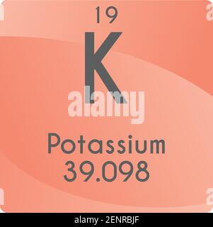 K Potassium Alkali metal Chemical Element vector illustration diagram, with atomic number and mass. Simple gradient flat design For education, lab Stock Vector