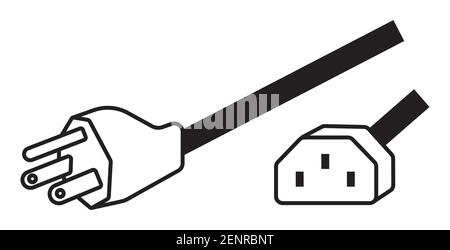 Nema 5-15 power plug line art vector icon for apps or websites Stock Vector