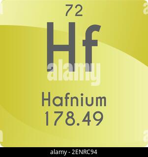 Hf Hafnium Transition metal Chemical Element vector illustration diagram, with atomic number and mass. Simple gradient flat design For education, lab, Stock Vector