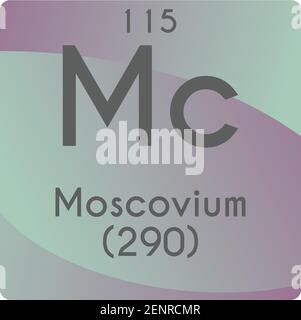 Mc Moscovium  Chemical Element vector illustration diagram, with atomic number and mass. Simple gradient flat design For education, lab, science class Stock Vector