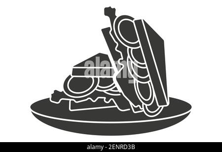 Flat vector icon an egg sandwich dish on a plate for apps or website Stock Vector