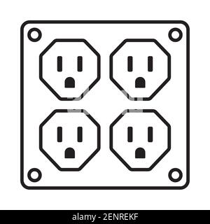 Four nema 5-15 power outlet line art vector icon for apps or websites Stock Vector