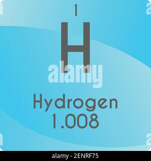 H Hydrogen Non reactive metal Chemical Element vector illustration diagram, with atomic number and mass. Simple gradient flat design For education Stock Vector