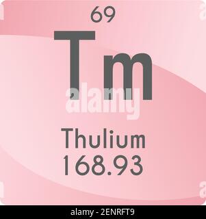 Tm Thulium Lanthanide Chemical Element vector illustration diagram, with atomic number and mass. Simple gradient flat design For education, lab Stock Vector