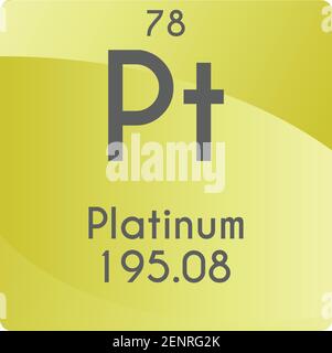 Pt Platinum Transition metal Chemical Element vector illustration diagram, with atomic number and mass. Simple gradient flat design For education, lab Stock Vector