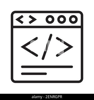 Website development coding / HTML coding line art vector icon Stock Vector
