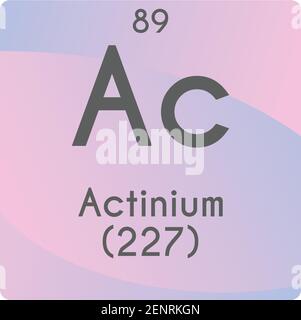 Ac Actinium Actinoid Chemical Element vector illustration diagram, with atomic number and mass. Simple gradient flat design For education, lab Stock Vector