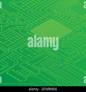 Electric green circuit perspective background Stock Vector