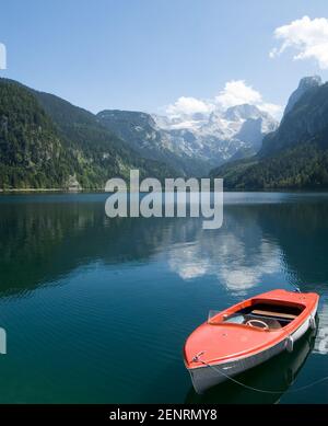 Gosausee lake in Inner Salzkammergut with view towards Dachstein mountain and glacier; Salzkammergut, Austria Stock Photo
