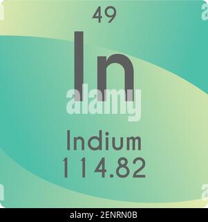 In Indium Post transition metal Chemical Element vector illustration diagram, with atomic number and mass. Simple gradient flat design For education, Stock Vector