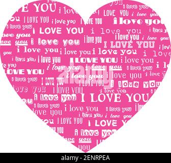 Big Red Heart, Isolated On White Background with text I Love You, Vector Illustration Stock Vector