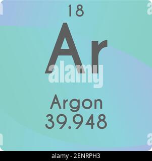 Ar Argon Noble gas Chemical Element vector illustration diagram, with atomic number and mass. Simple gradient flat design For education, lab, science Stock Vector