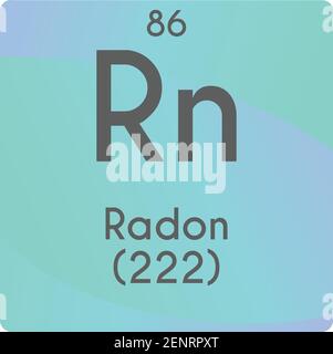 Rn Radon Noble gas Chemical Element vector illustration diagram, with atomic number and mass. Simple gradient flat design For education, lab, science Stock Vector