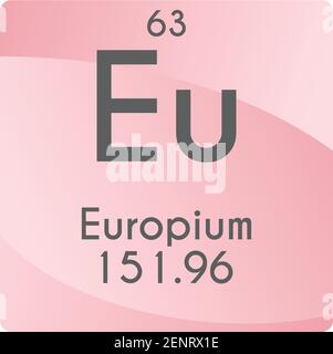 Eu Europium Lanthanide Chemical Element vector illustration diagram, with atomic number and mass. Simple gradient flat design For education, lab Stock Vector