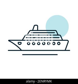 Cruise liner flat vector icon. Graph symbol for travel and tourism web site and apps design, logo, app, UI Stock Vector