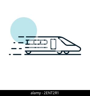 High-speed passenger train flat vector icon. Graph symbol for travel and tourism web site and apps design, logo, app, UI Stock Vector