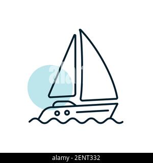 Sailing yacht flat vector icon. Graph symbol for travel and tourism web site and apps design, logo, app, UI Stock Vector