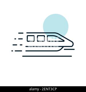 Monorail speed modern train flat vector icon. Graph symbol for travel and tourism web site and apps design, logo, app, UI Stock Vector