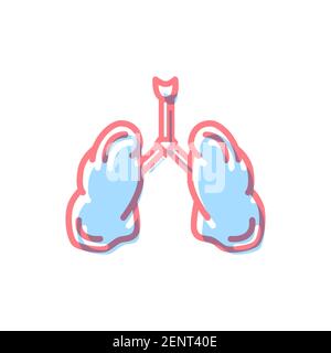 Lungs icon in modern colors isolated on white Stock Vector