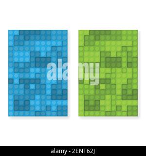 Constraction kit elements blue and green plate Stock Vector