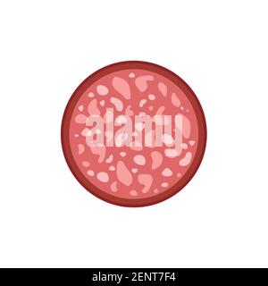 Salami sausage slice. Vector illustration isolated on white background. Stock Vector