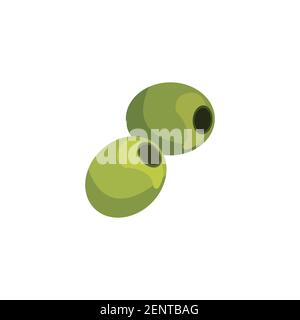 Vector illustration of green olives isolated on white background. Design for olive oil, natural cosmetics, health products Stock Vector