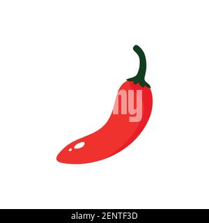 Red pepper chilli vector flat material design isolated on white. Stock Vector