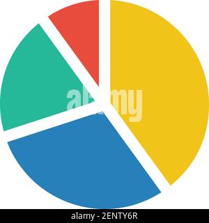 Pie chart icon vector diagram for data and information in a flat color illustration Stock Vector