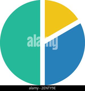Pie chart icon vector graph symbol for big data and information in a flat color illustration Stock Vector