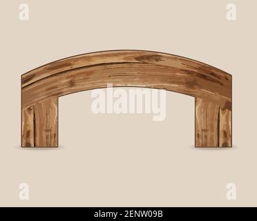 Wooden arch. Isolated vector illustration on a white background. Stock Vector