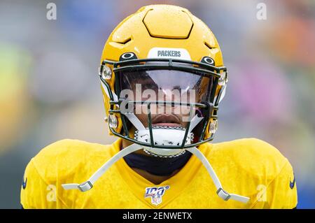 Green Bay, WI, USA. 30th Sep, 2018. Green Bay Packers cornerback Jaire  Alexander #23 celebrates an interception during the NFL Football game  between the Buffalo Bills and the Green Bay Packers at