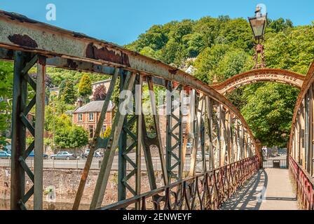 Jubilee Bridge, build in 1897, in the Village Matlock Bath, Derwent Valley, Derbyshire, England Stock Photo