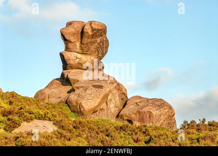 Closeup of the Ramshaw Rocks near The Roaches Rock Formation, Peak District, Staffordshire, England Stock Photo