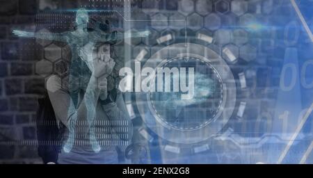 Digital illustration of a human body and human brain 3D models over ...
