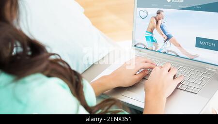 Senior man having video call on laptop. Stock Photo