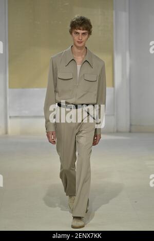 Model Leon Dame walking on the runway during the Lacoste Ready to Wear ...