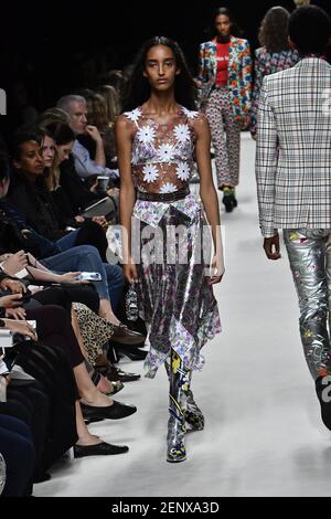 Model Mona Tougaard walking on the runway during the Valentino Ready to