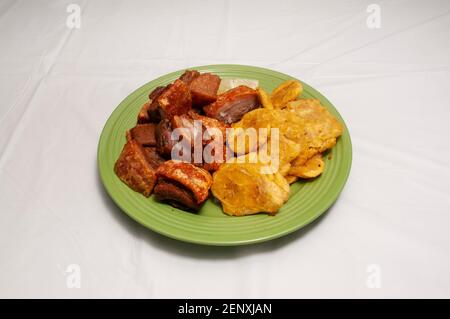 Traditional dish known as pork belly chunks Stock Photo