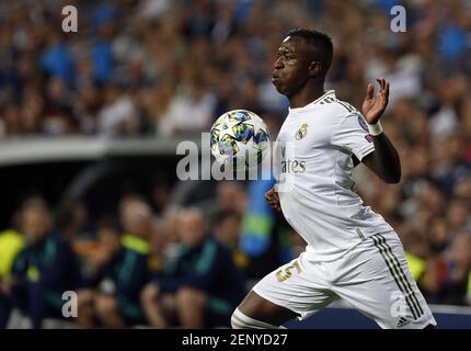 Real Madrid CF's Vinicius Jr in action during the UEFA Champions League  match between Real Madrid and Club Brugge at Santiago Bernabeu  Stadium.(Final score: Real Madrid 2-2 Bruges Stock Photo - Alamy