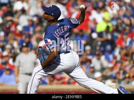 Texas Rangers relief pitcher Jose Leclerc throws to the Oakland Athletics  in the ninth inning of a baseball game in Arlington, Texas, Wednesday,  Sept. 14, 2022. (AP Photo/Tony Gutierrez Stock Photo - Alamy