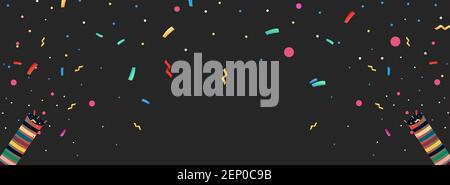 Colorful confetti party popper explosion and falling down. Stock Vector