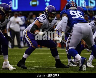 Minnesota Vikings offensive guard Josh Kline (64) walks on the sideline  during an NFL football game against the Dallas Cowboys in Arlington, Texas,  Sunday, Nov. 10, 2019. (AP Photo/Michael Ainsworth Stock Photo - Alamy