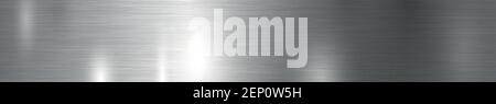 Texture panorama of silver metal with reflection - background Stock Vector