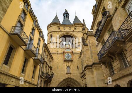 Grosse Closhe Bell tower gate in Bordeaux in a beautiful summer day, France Stock Photo